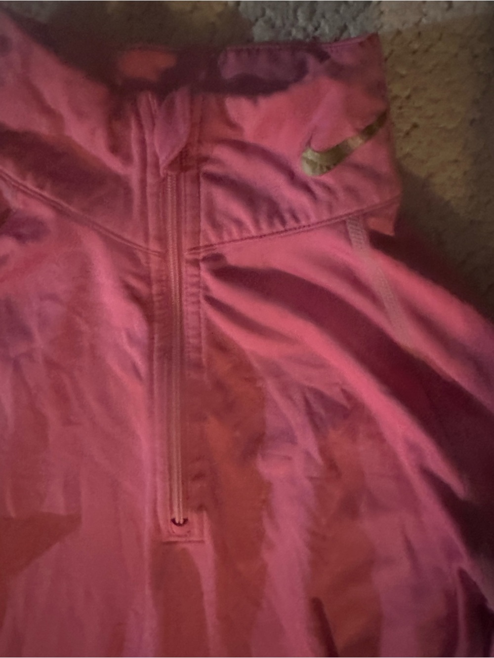 Nike Pink Quarter-Zip Running Top with Gold Swoosh